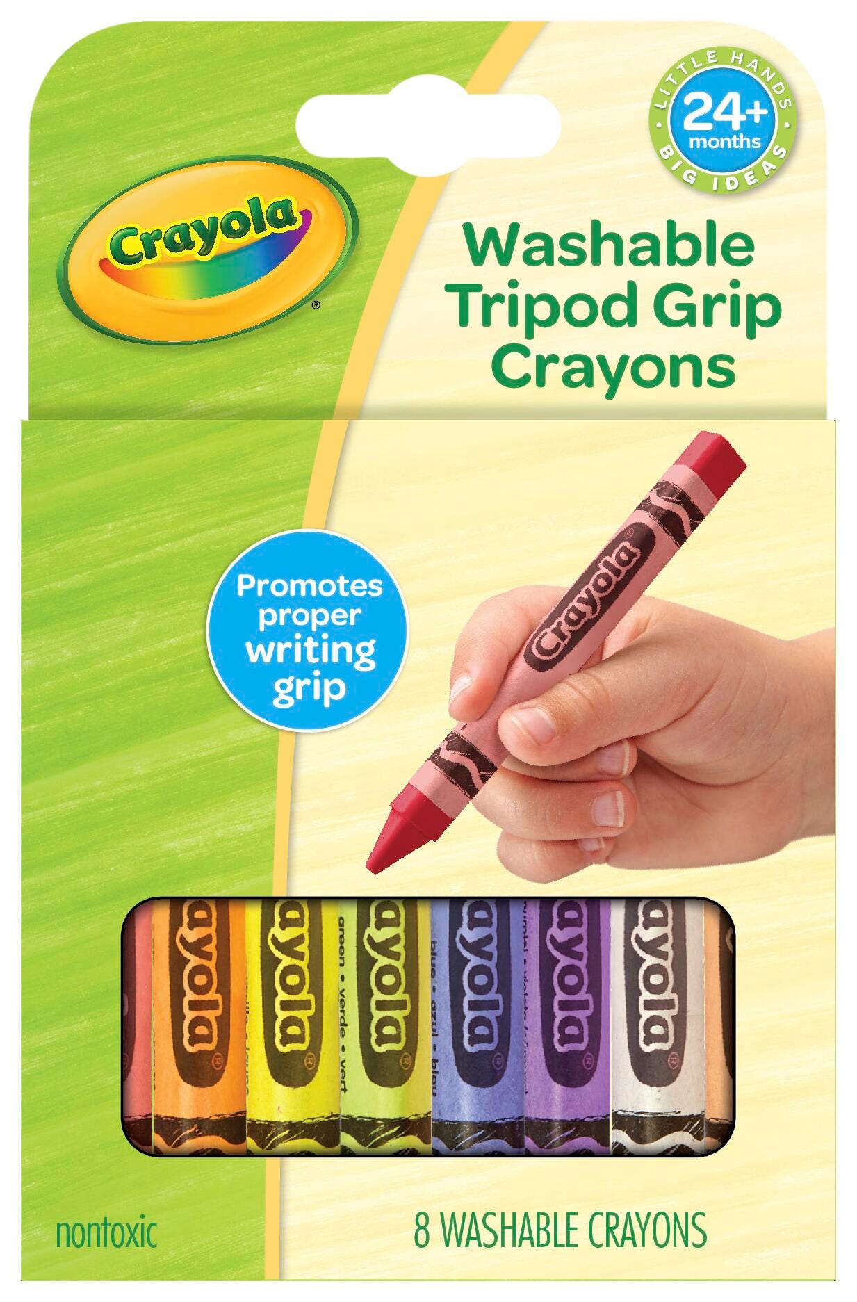Crayola Washable Tripod Grip Crayons, Assorted Colors, Set of 8 2002566